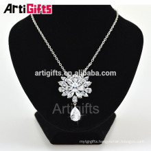New Model White Gold Plating CZ Diamond Necklace Flowers Beautiful Girl Necklace